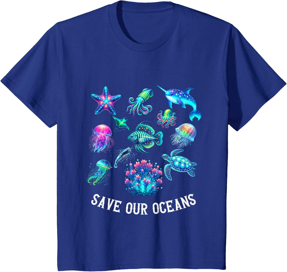 Save Our Oceans Ocean Conservation Marine Life T-Shirt - Royal Blue