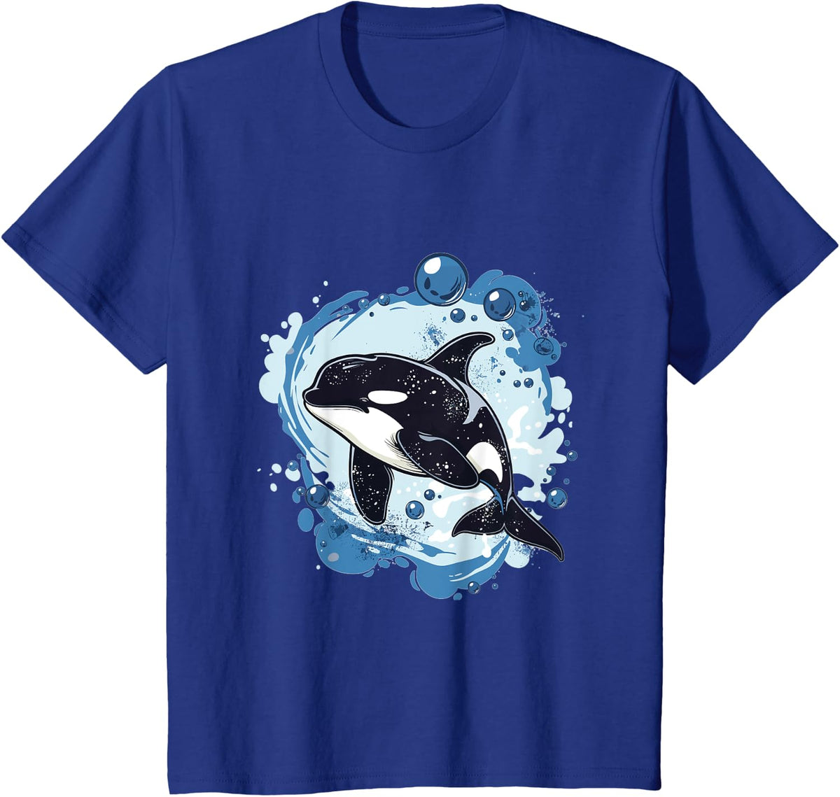 Orca Whale Bubbles Graphic T-Shirt - Royal Blue