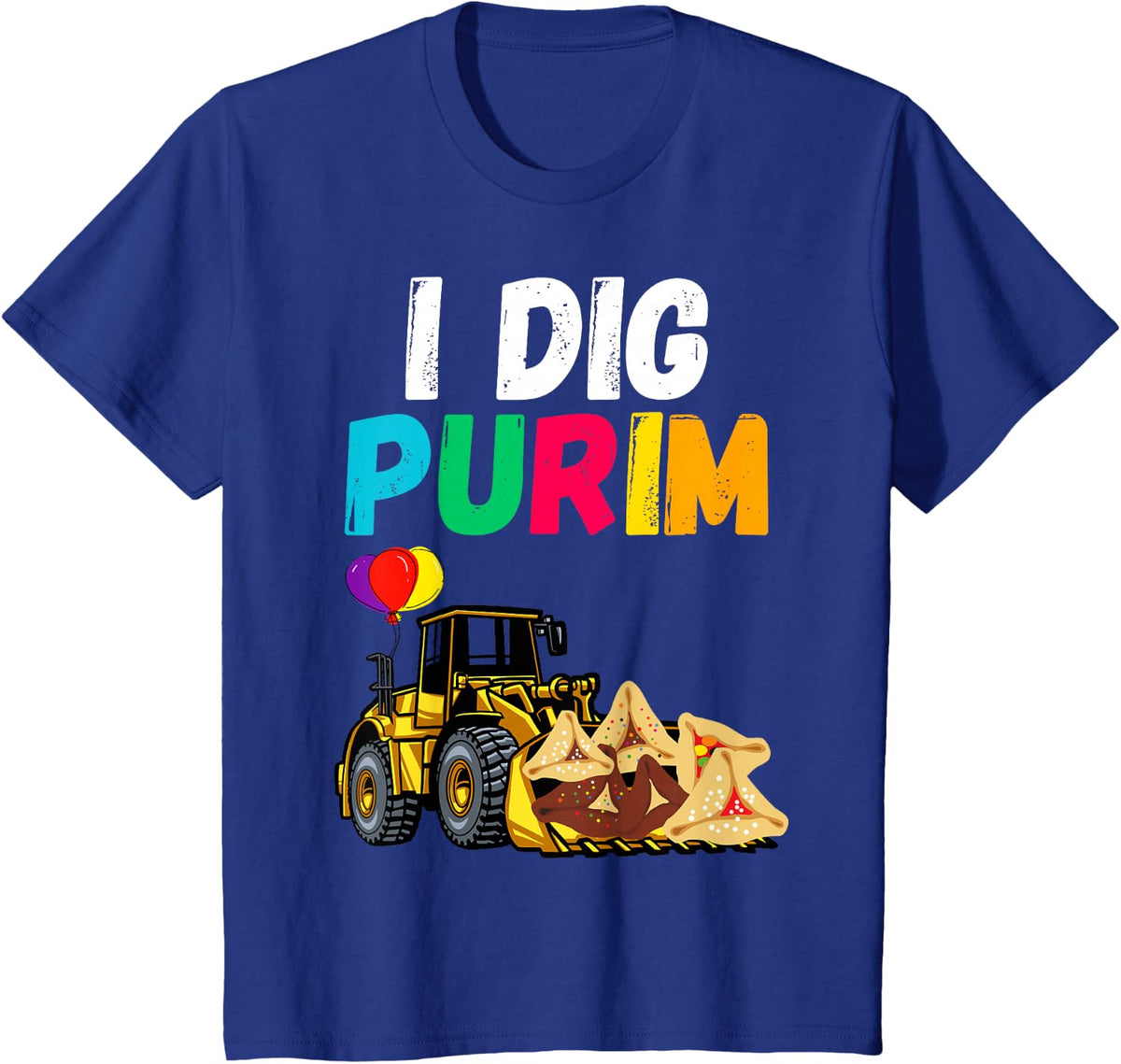 I Dig Purim Hamantaschen Tractor Jewish Toddlers Boys Girls T-Shirt - Royal Blue