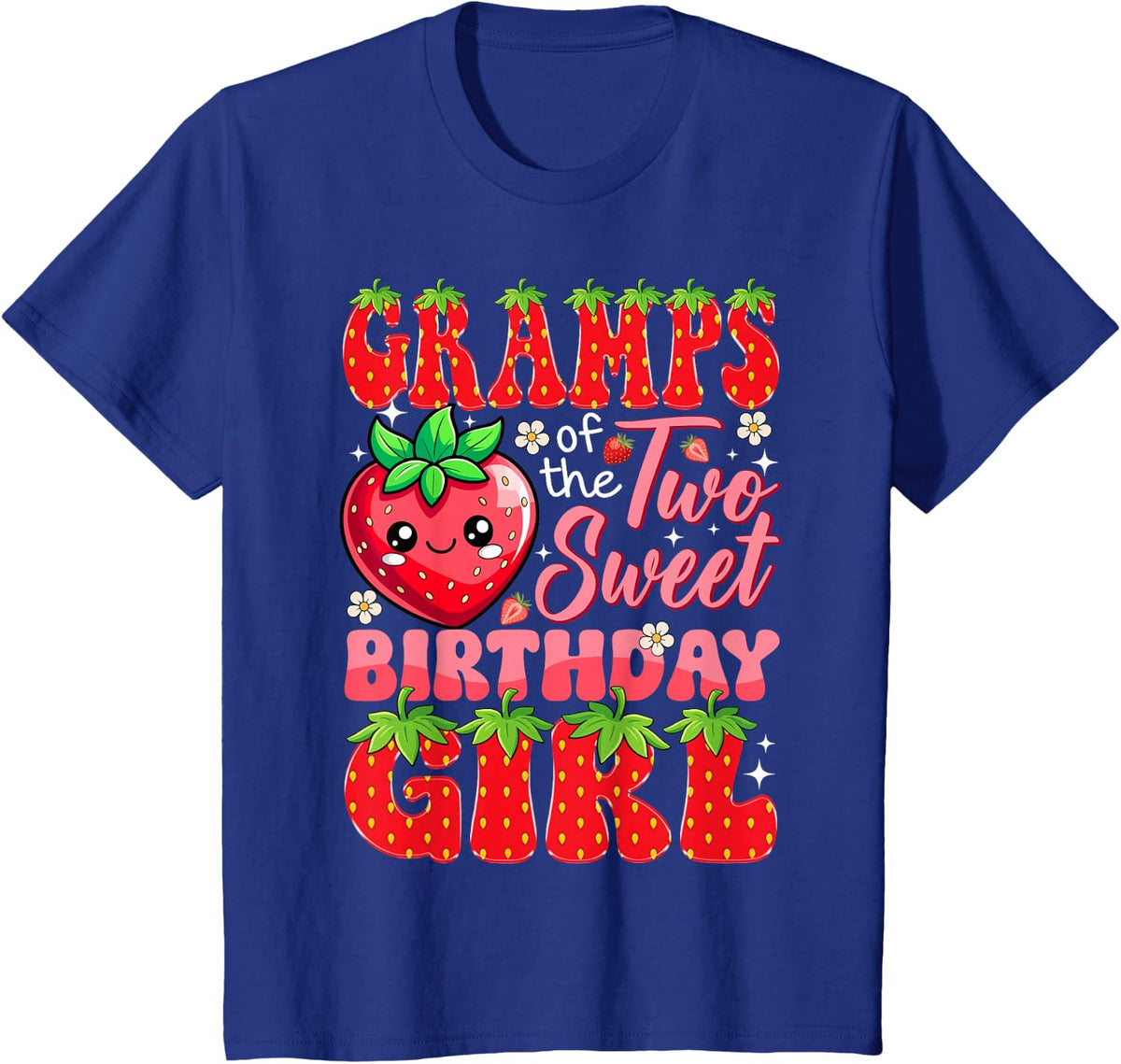 Gramps of The Two Sweet 2nd Birthday Girl Strawberry T-Shirt - Royal Blue