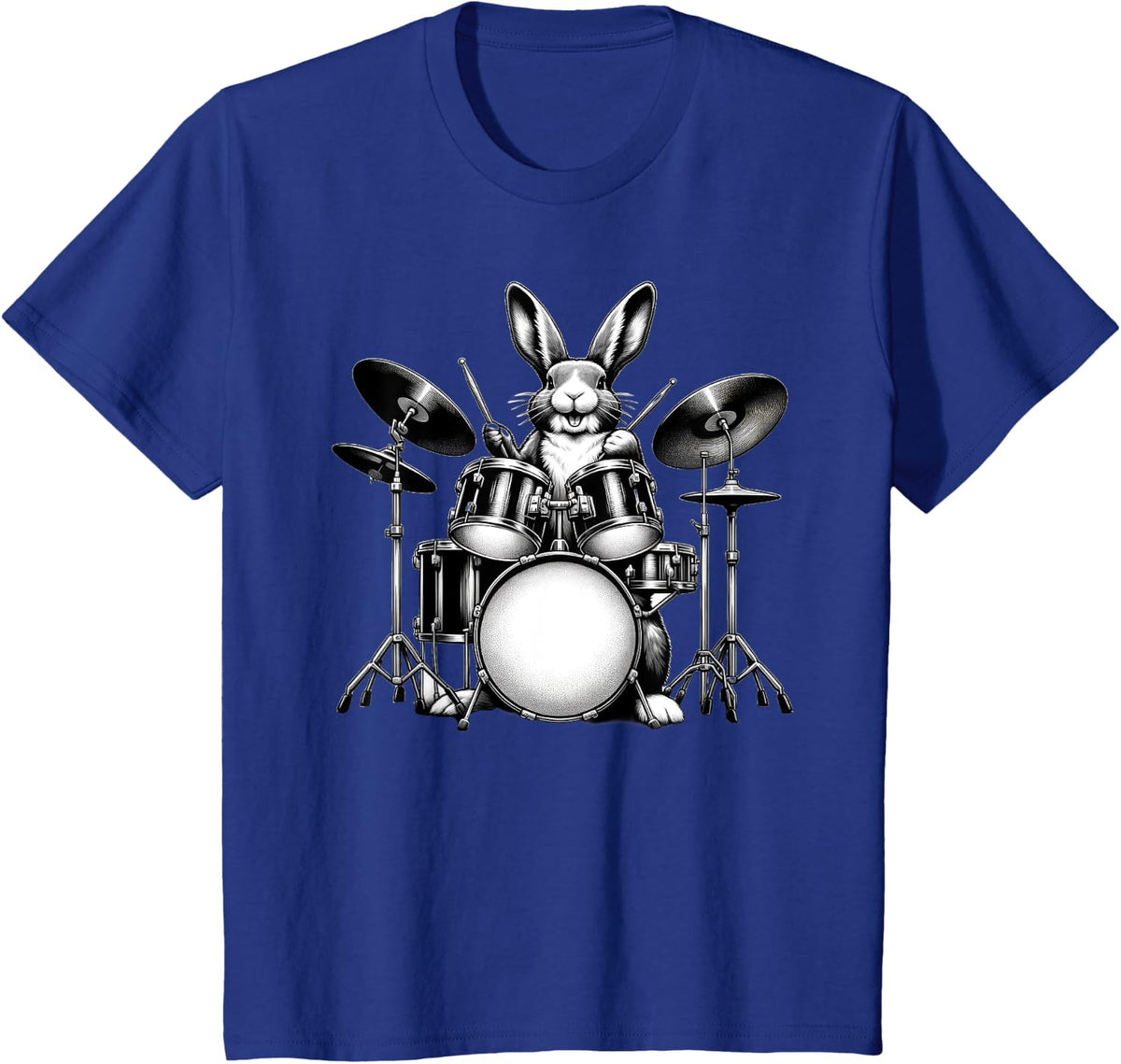 Cute Rabbit Bunny Playing Drums Rabbits Drummer Music T-Shirt - Royal Blue