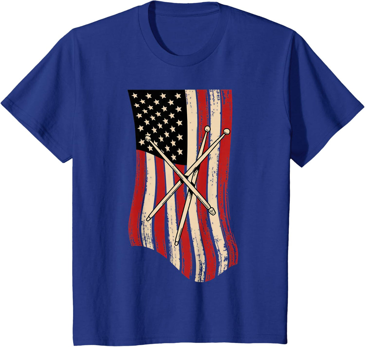 Patriotic Drumsticks American Flag Design for Drummers T-Shirt - Royal Blue
