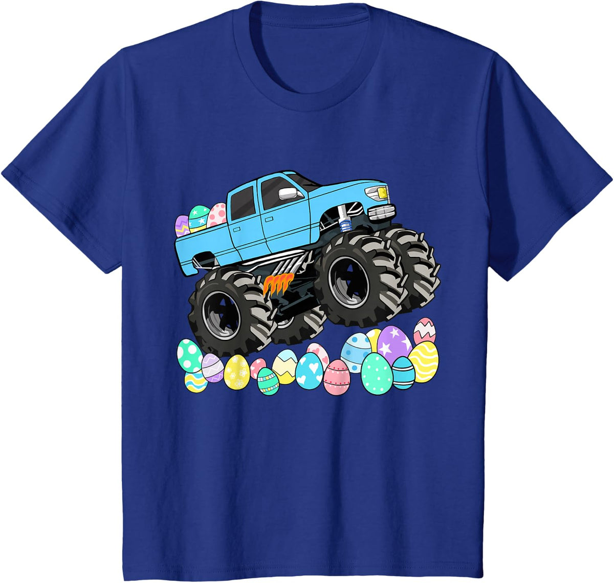 Kids Boys Easter Monster Truck Easter Eggs Toddler T-Shirt - Royal Blue