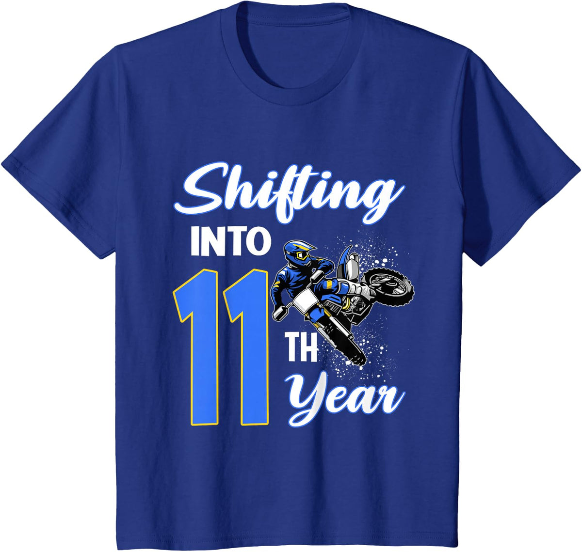 11th Birthday Party Dirt Bike Boy 11 Year Old Dirt Biker T-Shirt - Royal Blue
