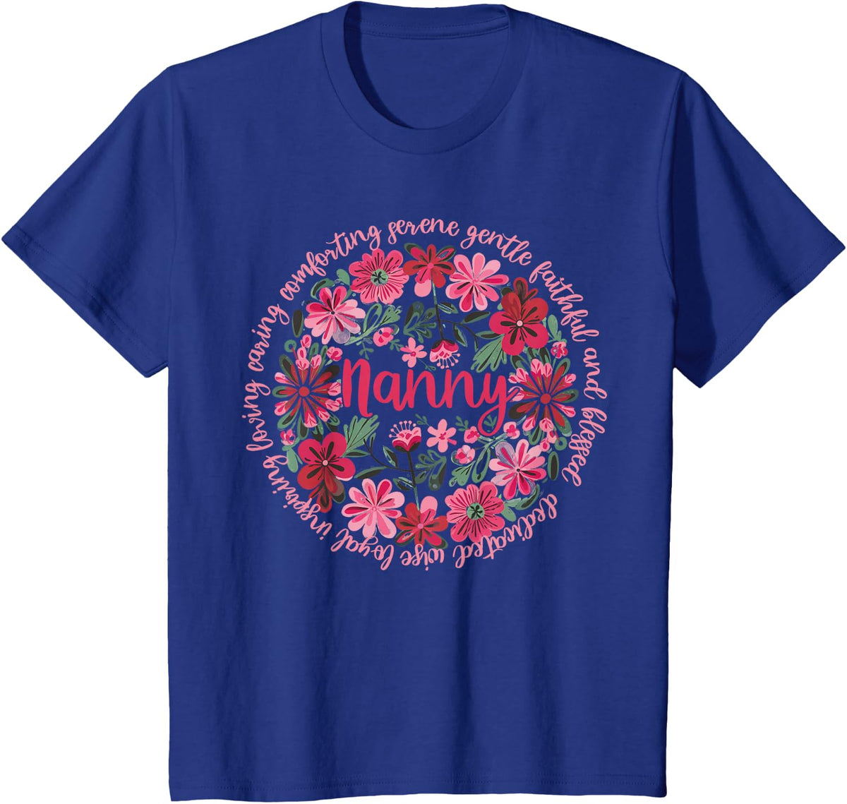 Loving Nanny Boho Floral Style Happy Mothers Day Women Nanny T-Shirt - Royal Blue