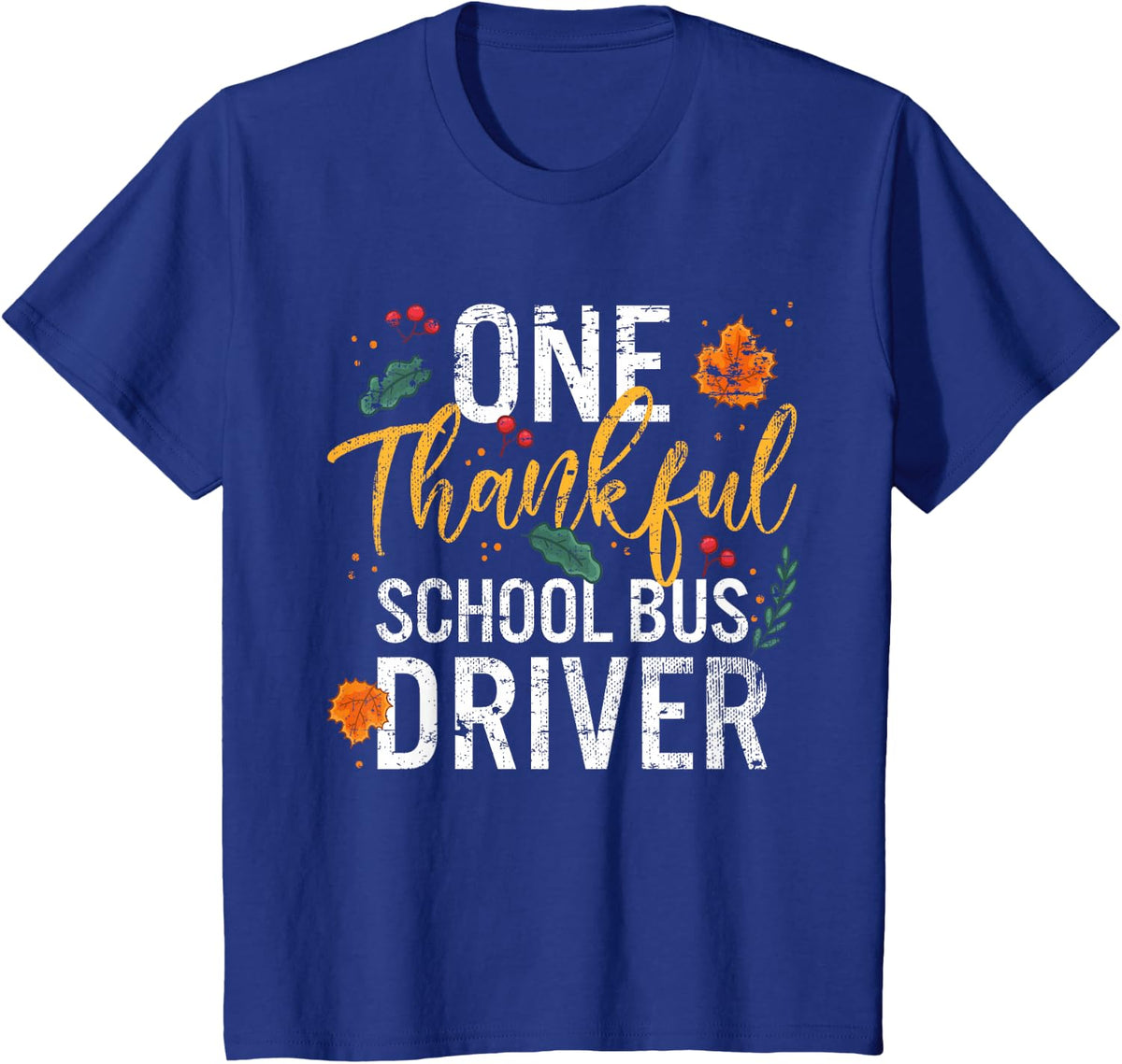 One Thankful School Bus Driver Thanksgiving Vintage T-Shirt - Royal Blue