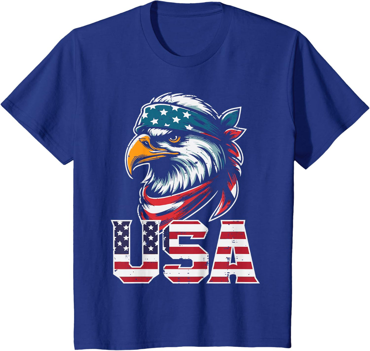 American Eagle USA Flag Bandana 4th Of July Men Women Kids T-Shirt - Royal Blue