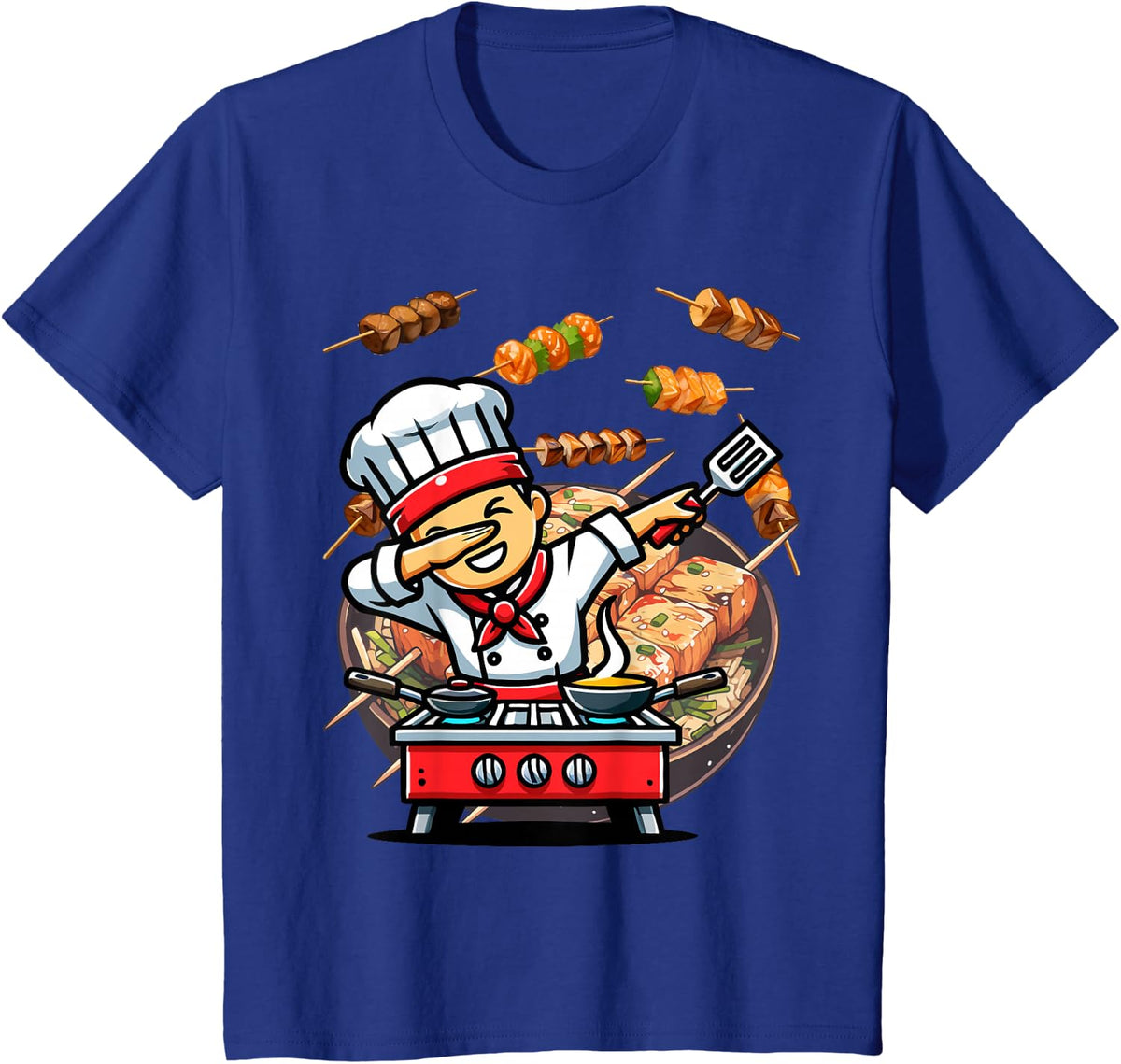 Dabbing Hibachi Chef Funny T-Shirt - Royal Blue