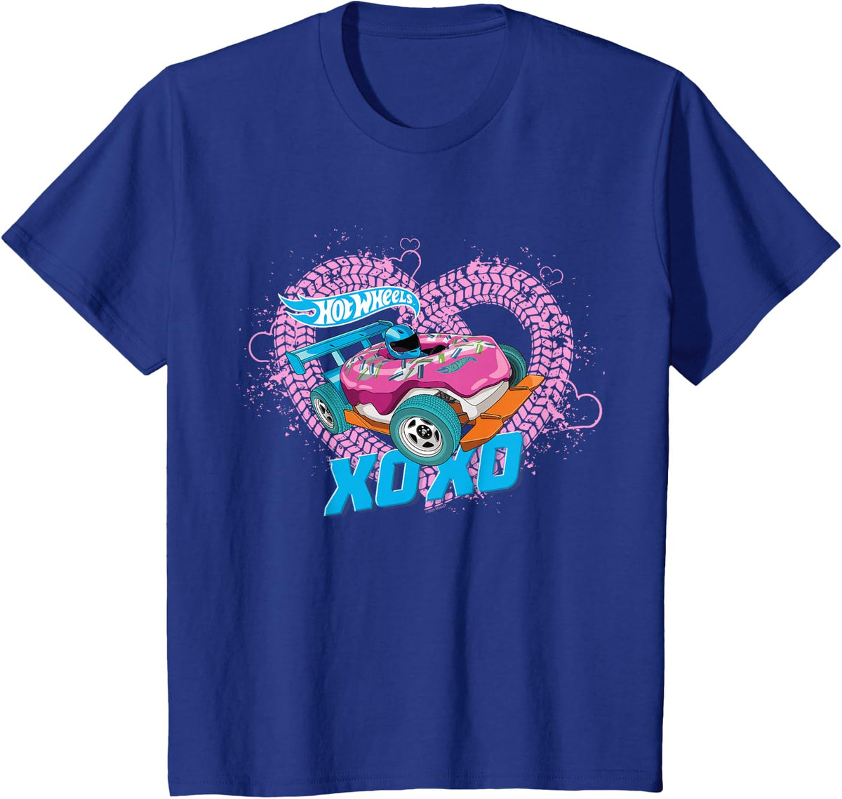 Hot Wheels - XOXO Pink Heart T-Shirt - Royal Blue