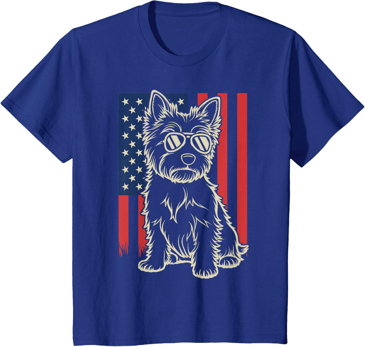 Cairn Terrier Dog Lover 4th of July T-Shirt - Royal Blue
