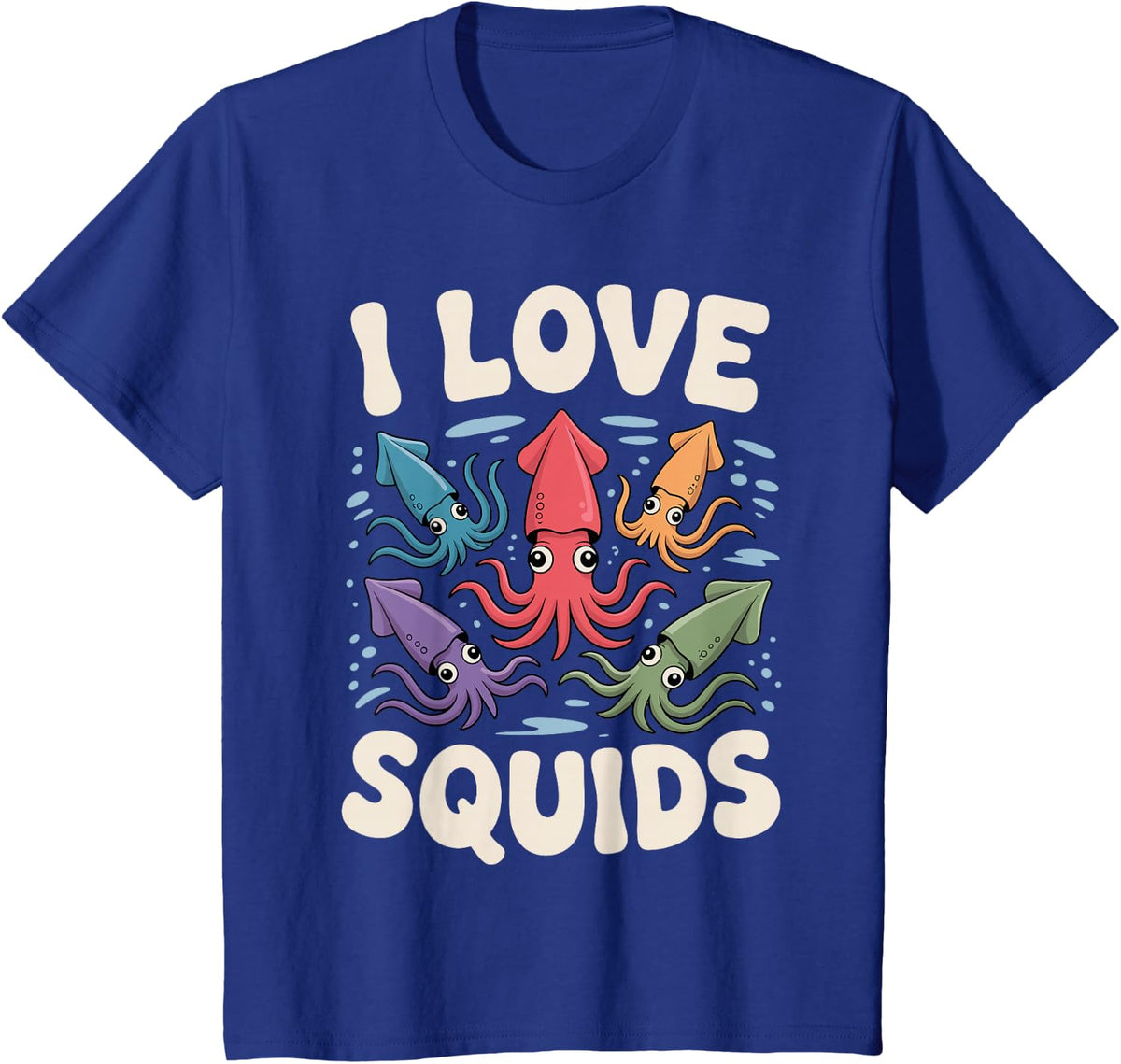 Cool Squid Art for Men Women Kids Giant Octopus Squid Lover T-Shirt - Royal Blue