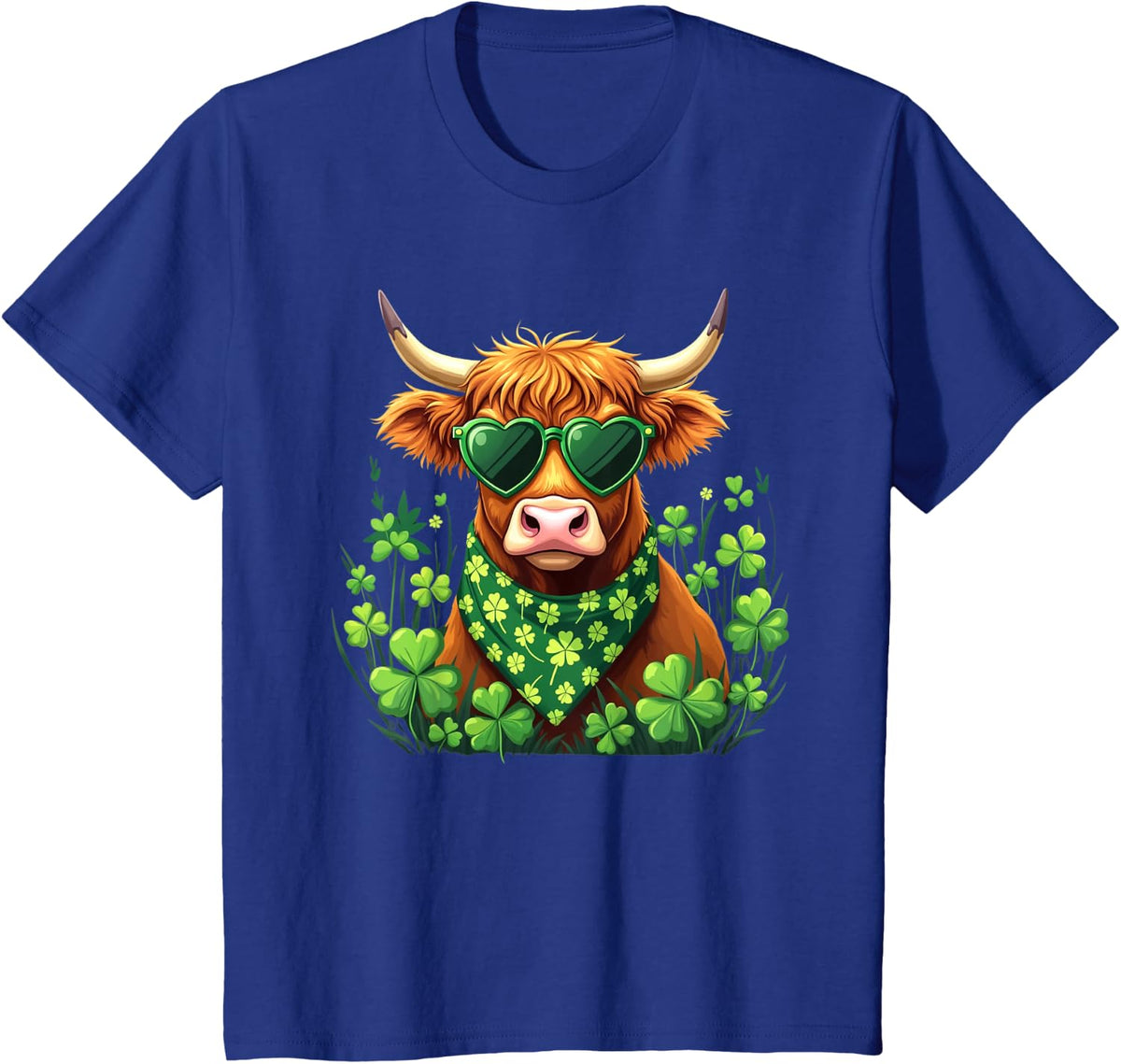 Cute Highland Cow St Patrick's Day Shamrock Cow Lover Women T-Shirt - Royal Blue