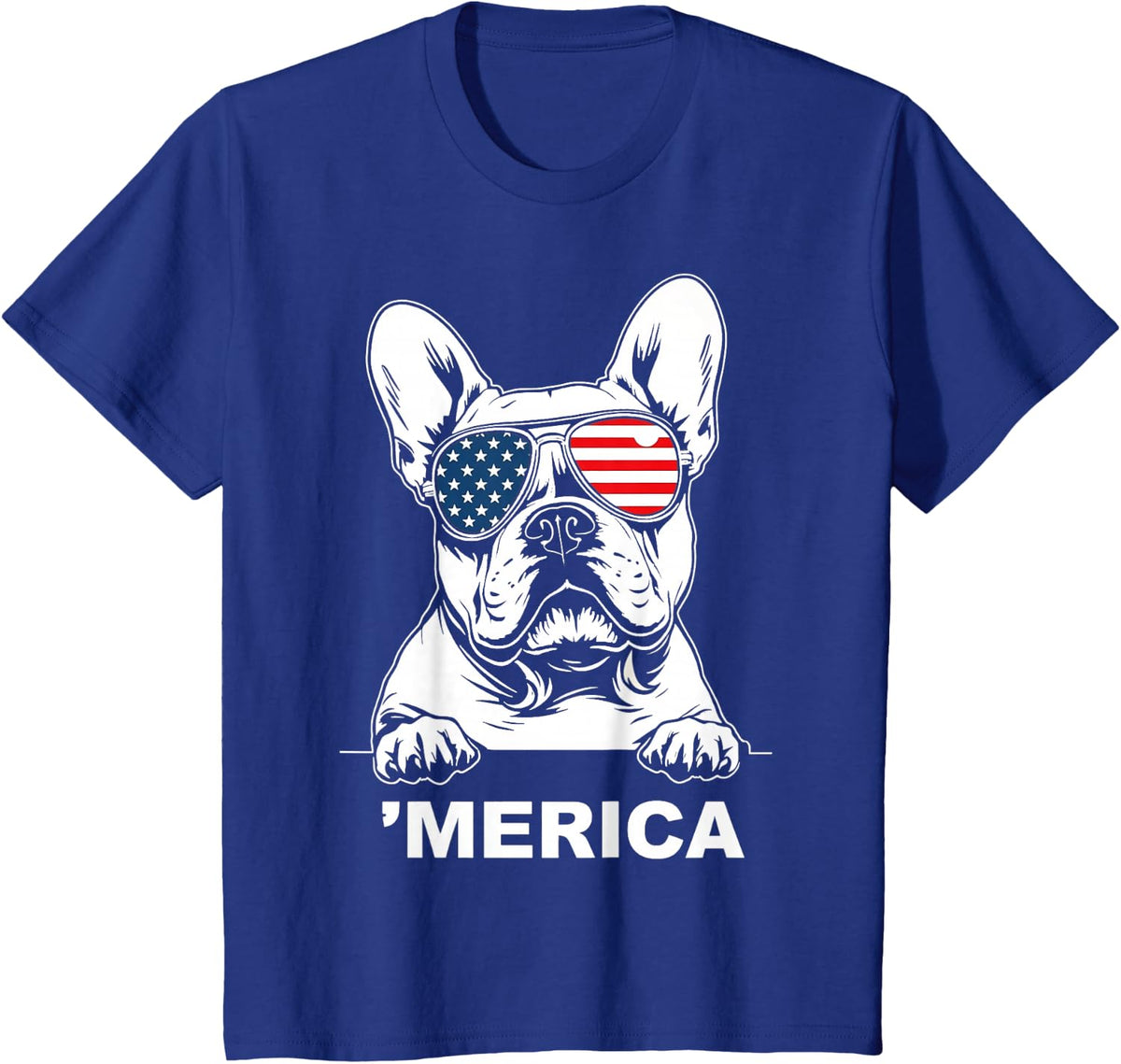 American Flag Merica French Bulldog 4th Of July kids women T-Shirt - Royal Blue