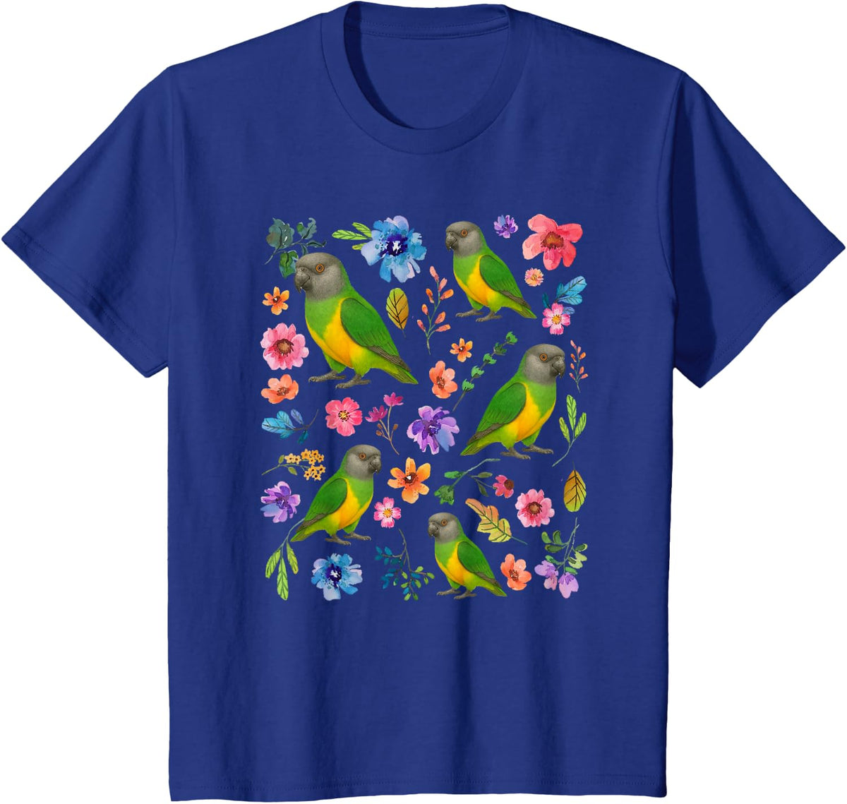 Senegal Parrot Owner Flowers Senegal Parrot Lover T-Shirt - Royal Blue