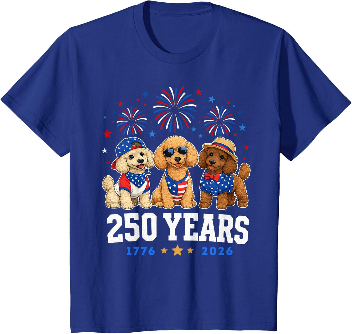 Poodle Dog 250 Anniversary USA 250th Poodle 4th of July T-Shirt - Royal Blue