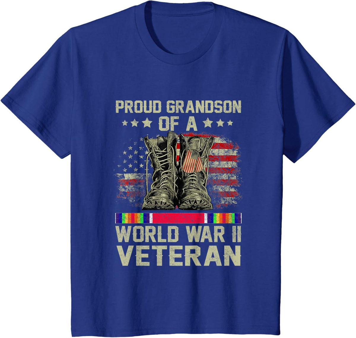 Proud Grandson Of World War 2 Vet Proud WWII Veteran T-Shirt - Royal Blue