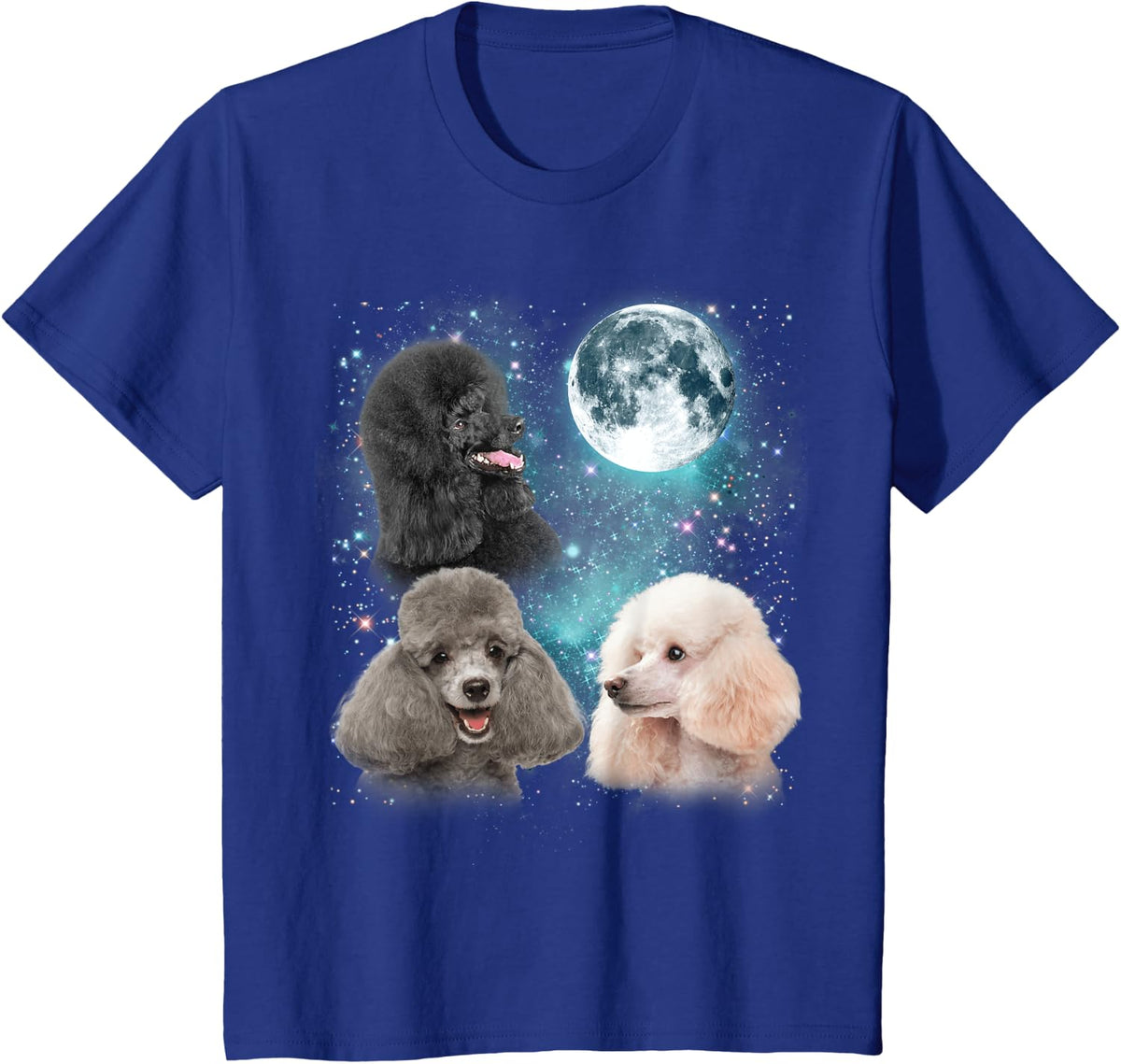 3 Poodle Moon Howling Poodle Head Funny Gifts For Men Women T-Shirt - Royal Blue