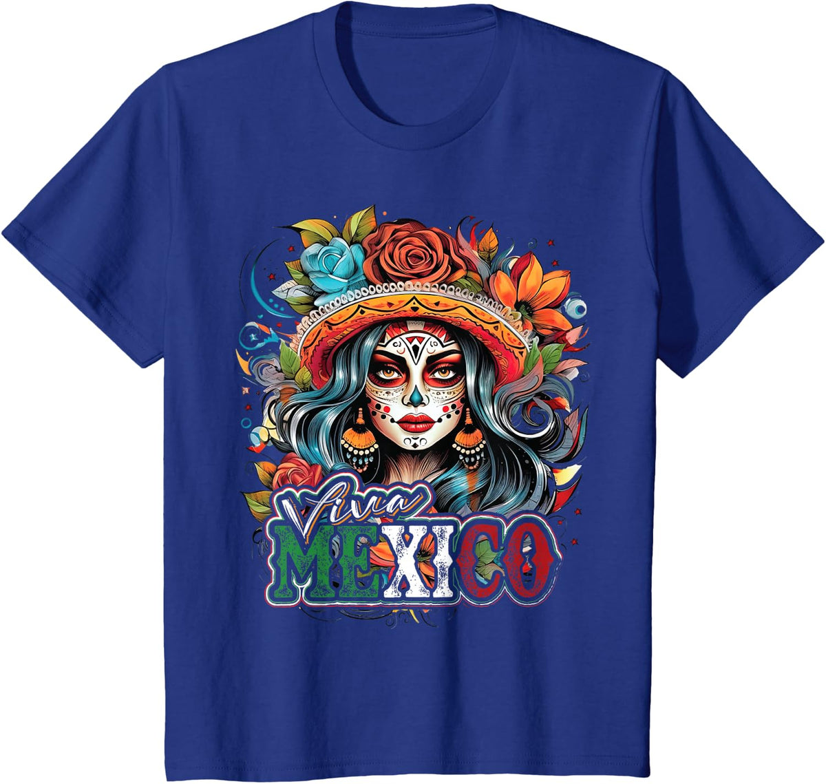 Viva Mexico Flag Mexican Independence Day Women Girl T-Shirt - Royal Blue