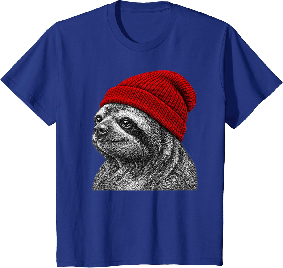 Sloth Wearing Beanie Funny Chill Animal Lover T-Shirt - Royal Blue