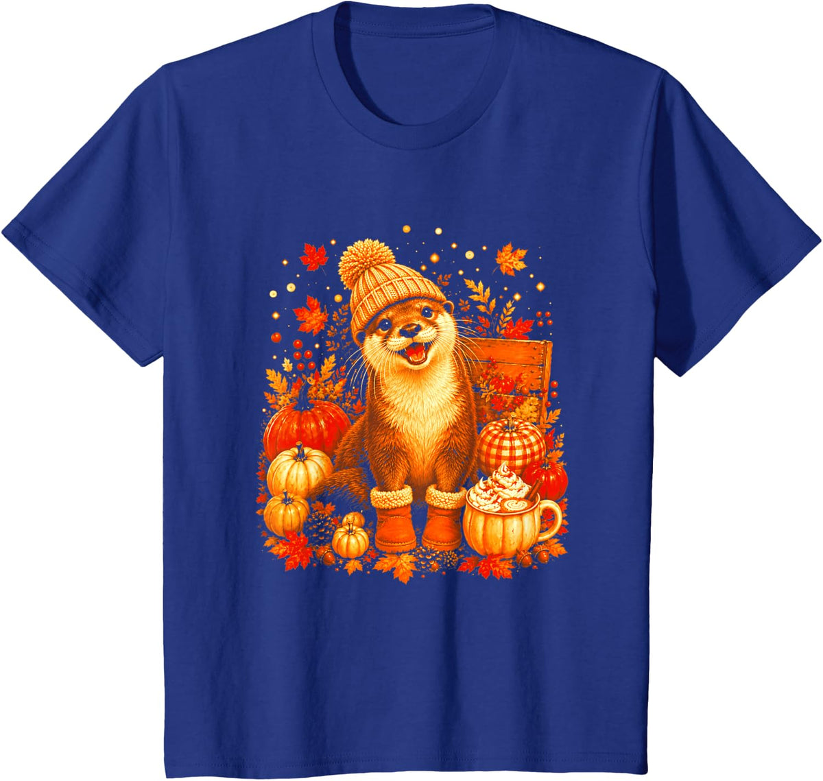 Otter Fall Cozy Vibes Fall Autumn T-Shirt - Royal Blue