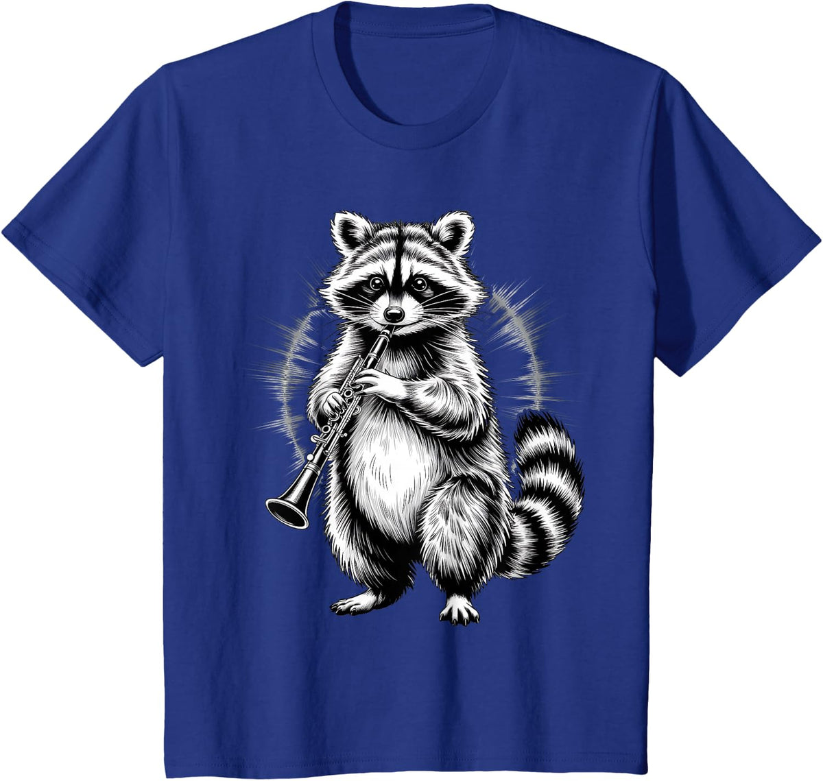 Raccoon Playing Clarinet Clarinetist Player Instrument T-Shirt - Royal Blue
