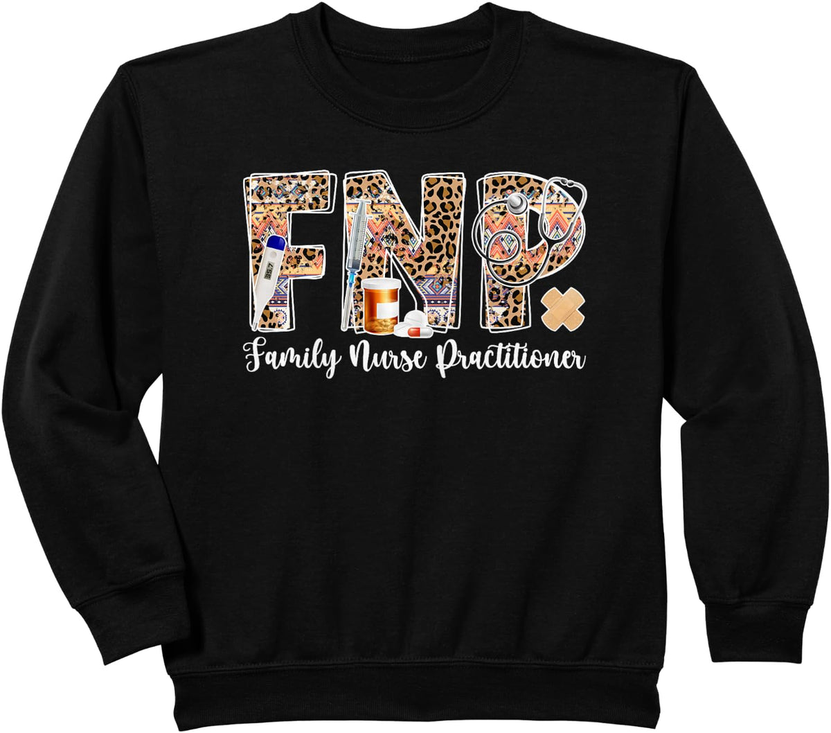 FNP Leopard Family Nurse Practitioner Sweatshirt - Black