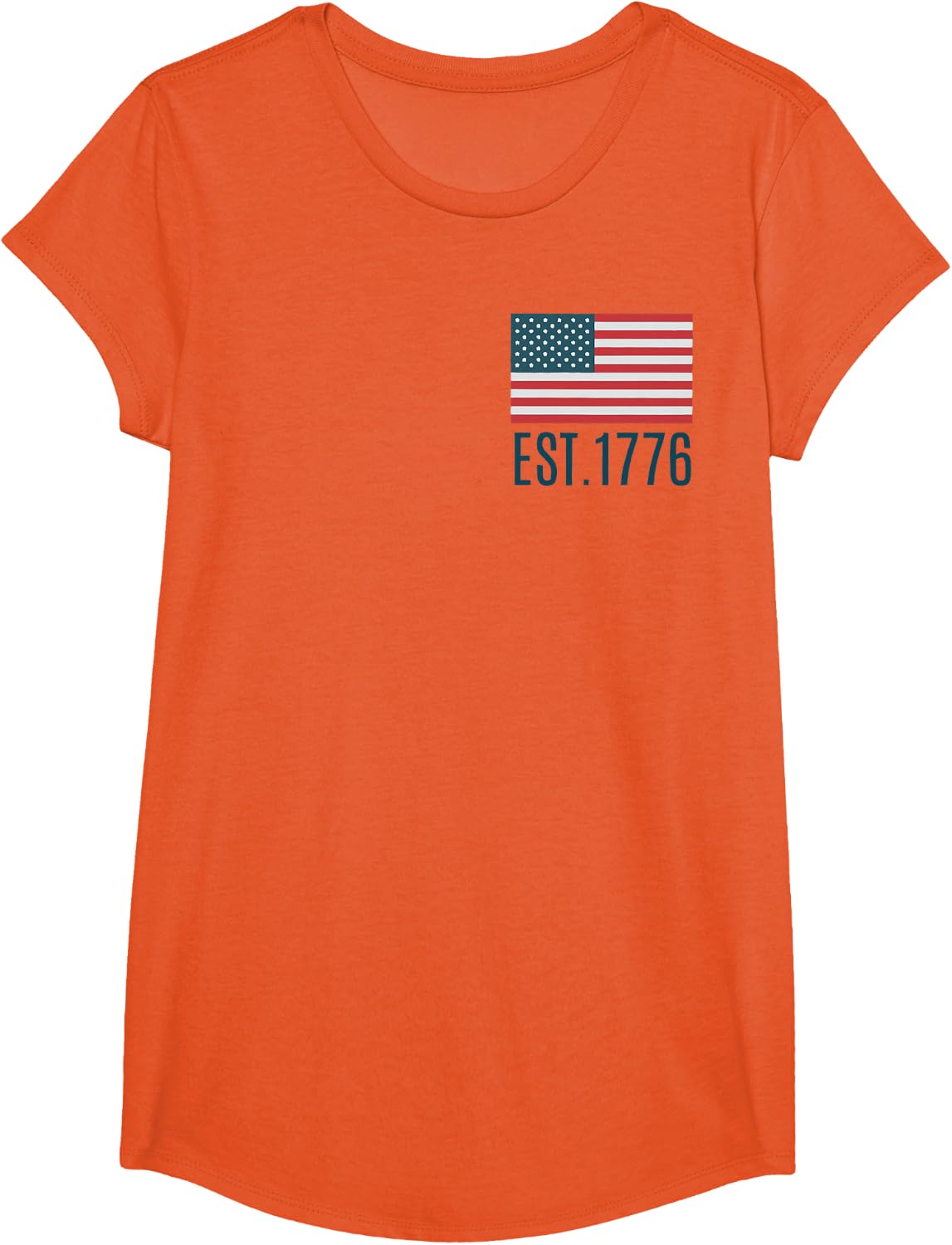 (2sided Front+Back) Land of the free because of the brave T-Shirt - Girls Orange
