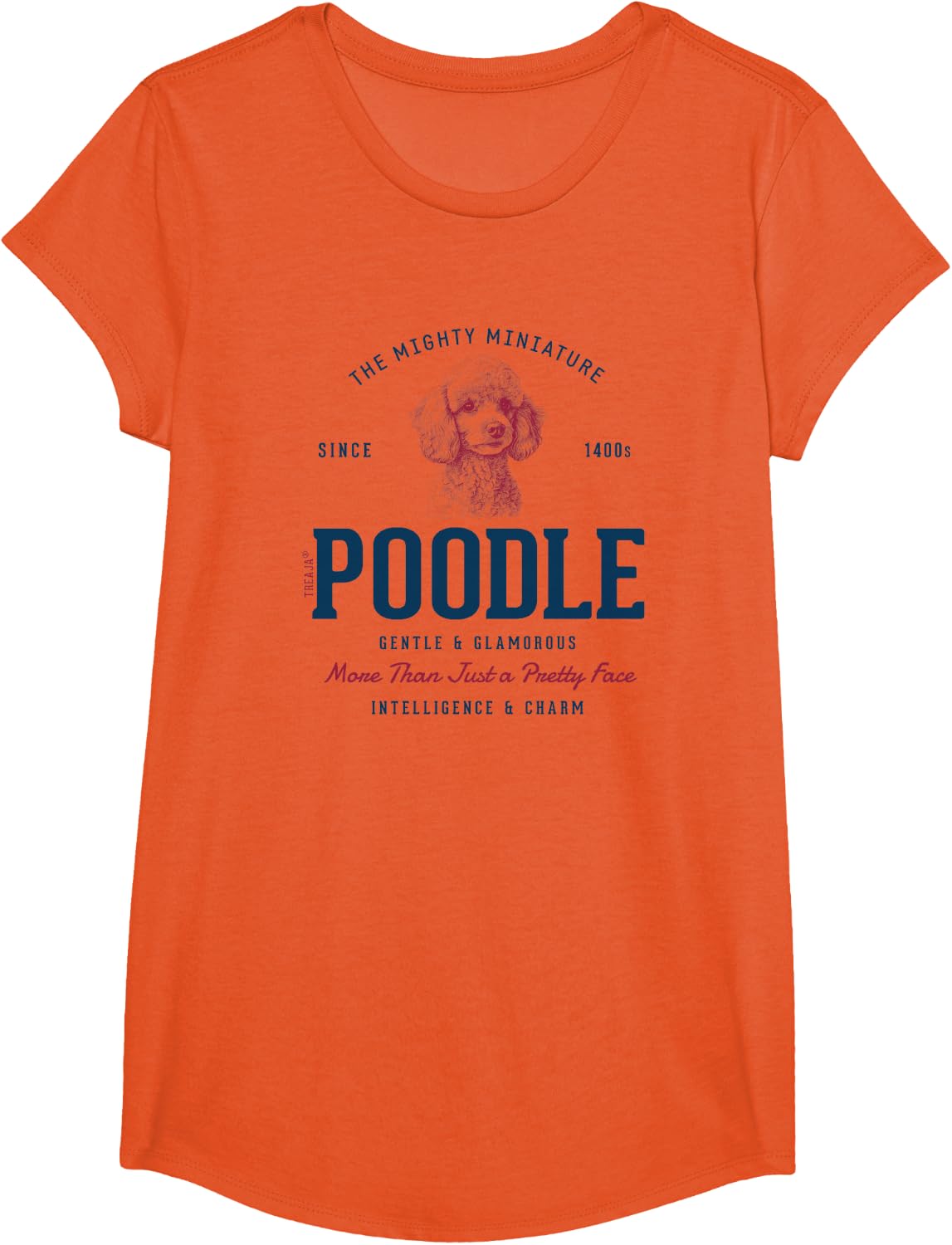 Retro Styled Vintage Miniature Poodle T-Shirt - Girls Orange