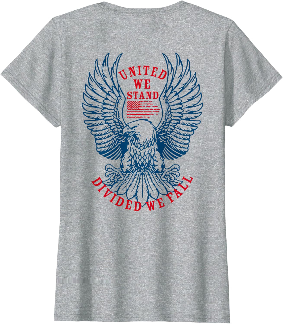 United We Stand Divided We Fall (on back) T-Shirt - Heather Grey