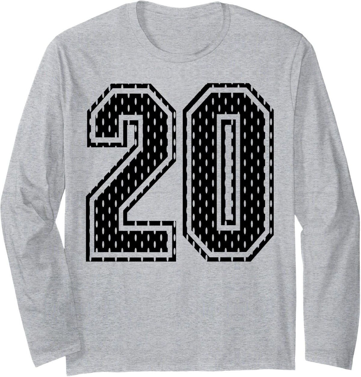 Black Number 20 Sports Fan #20 Jersey Shirt Team Player Long Sleeve T-Shirt - Adult Unisex Heather Grey