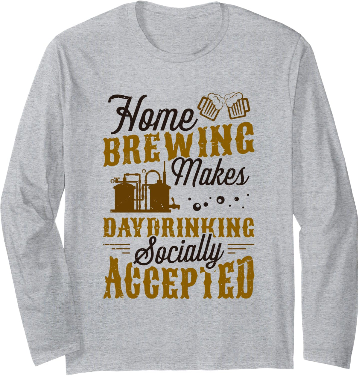 Craft Beer Brewer Funny Home Brewing Long Sleeve T-Shirt - Adult Unisex Heather Grey
