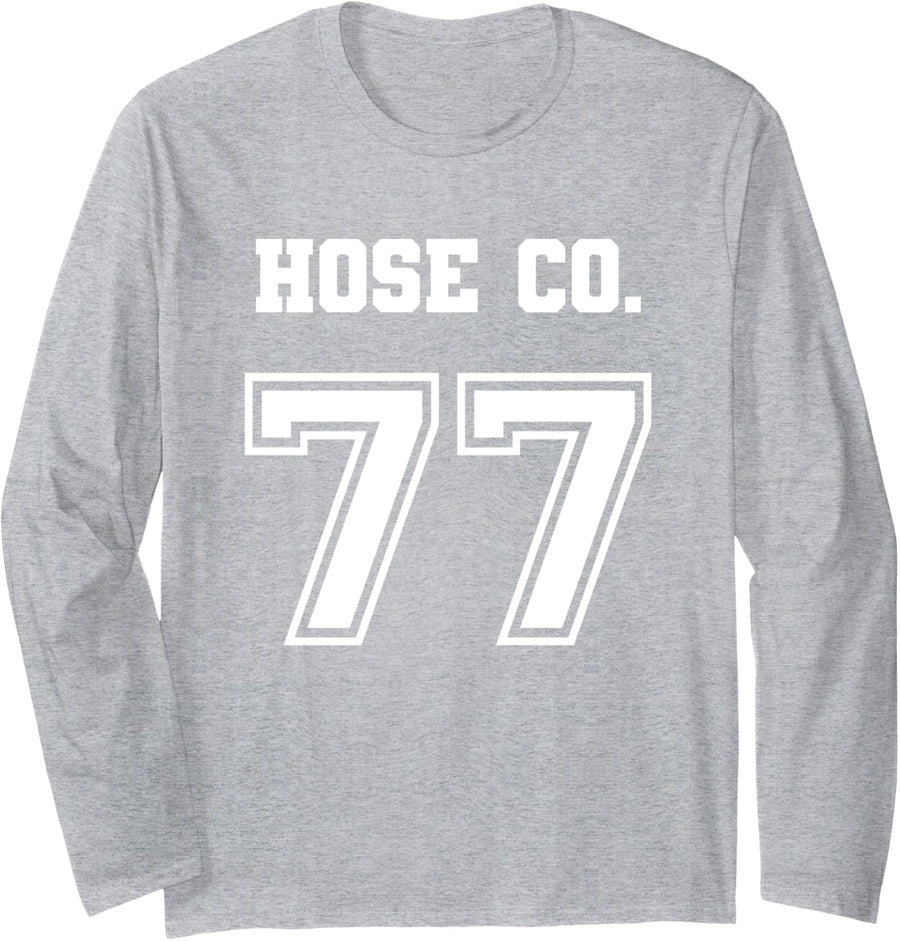 Jersey Style Hose Co 77 Company Fire Firefighter Volunteer Long Sleeve T-Shirt - Adult Unisex Heather Grey
