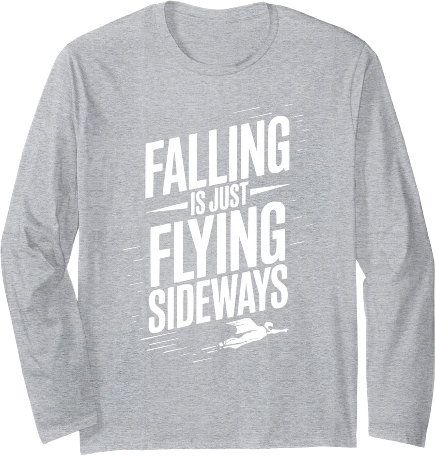Wingsuit Flying Skydiver Base Jumping Adrenaline Skydiving Long Sleeve T-Shirt - Adult Unisex Heather Grey