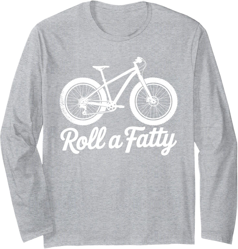 Cool Fat Bike Design for Men Women Fatbike Fat Tire Bike Long Sleeve T-Shirt - Adult Unisex Heather Grey
