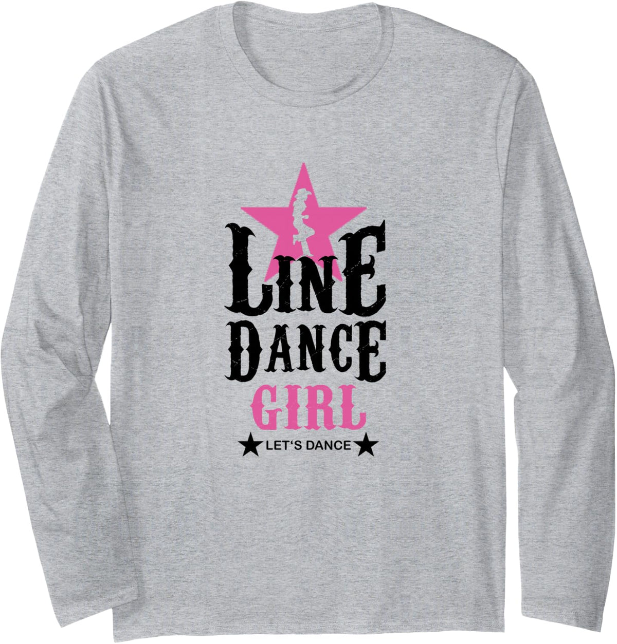 Line Dance Girl Long Sleeve T-Shirt - Adult Unisex Heather Grey