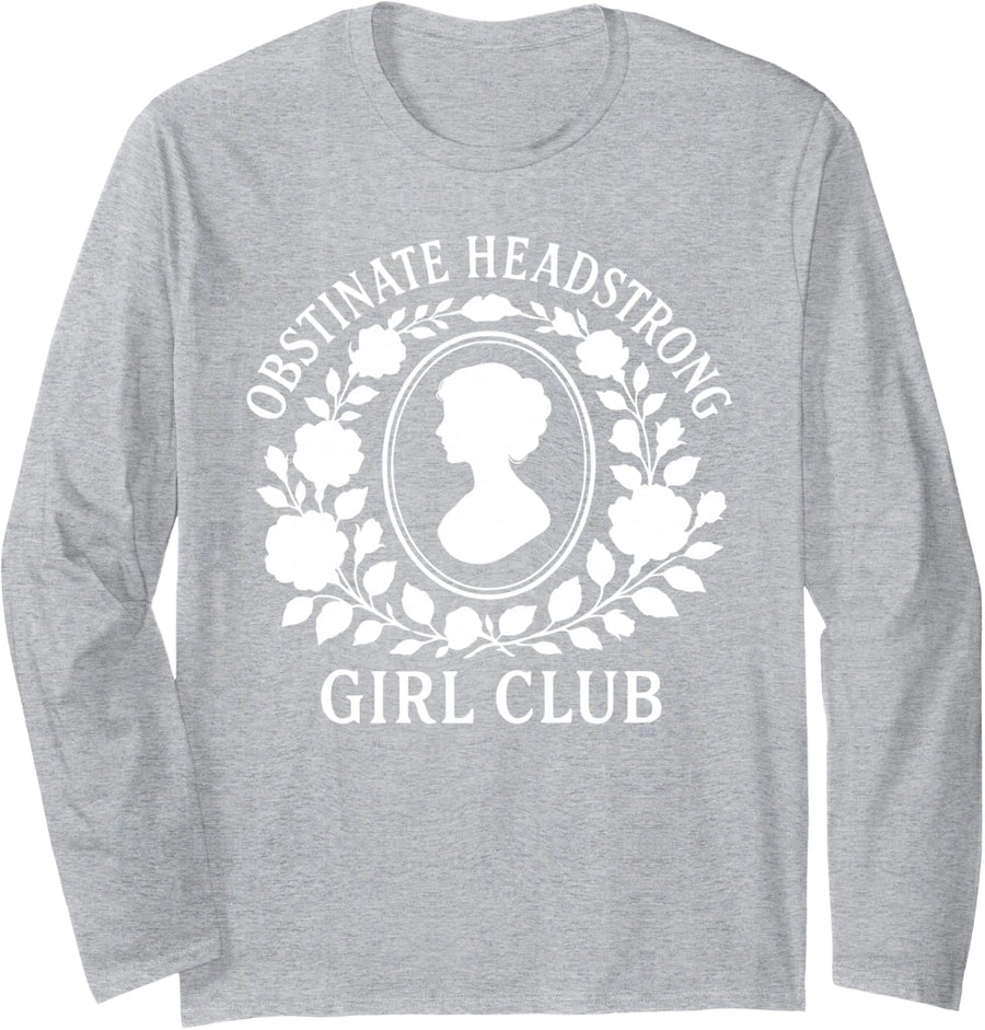 Jane Austen, Pride and Prejudice and Mr. Darcy Book Lovers Long Sleeve T-Shirt - Adult Unisex Heather Grey