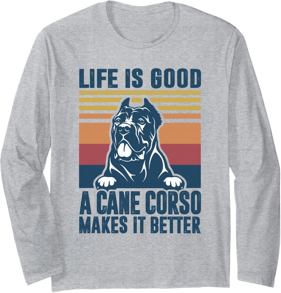 Italian Mastiff Gifts for Women Men Dog Dad Long Sleeve T-Shirt - Adult Unisex Heather Grey