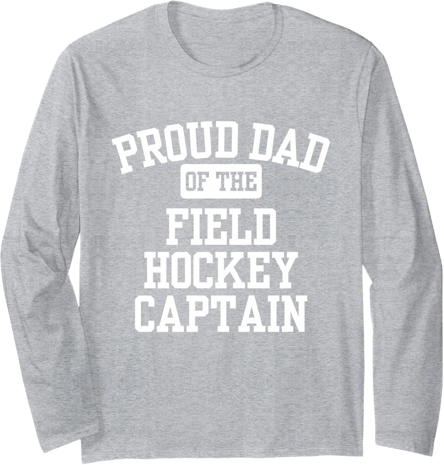 Field Hockey Captain Dad Long Sleeve T-Shirt - Adult Unisex Heather Grey