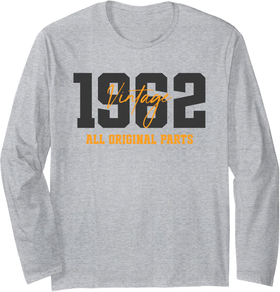 Vintage 1962 64yr Bday Decorations Men 1962 64th Birthday Long Sleeve T-Shirt - Adult Unisex Heather Grey
