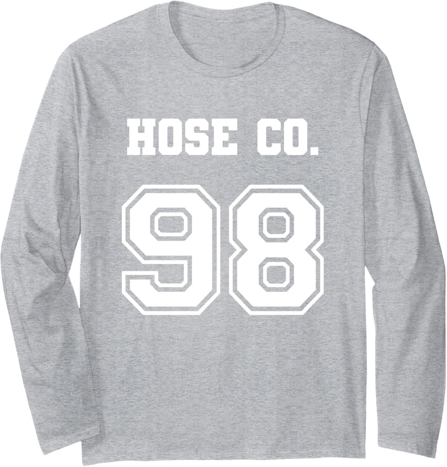 Jersey Style Hose Co 98 Company Fire Firefighter Volunteer Long Sleeve T-Shirt - Adult Unisex Heather Grey