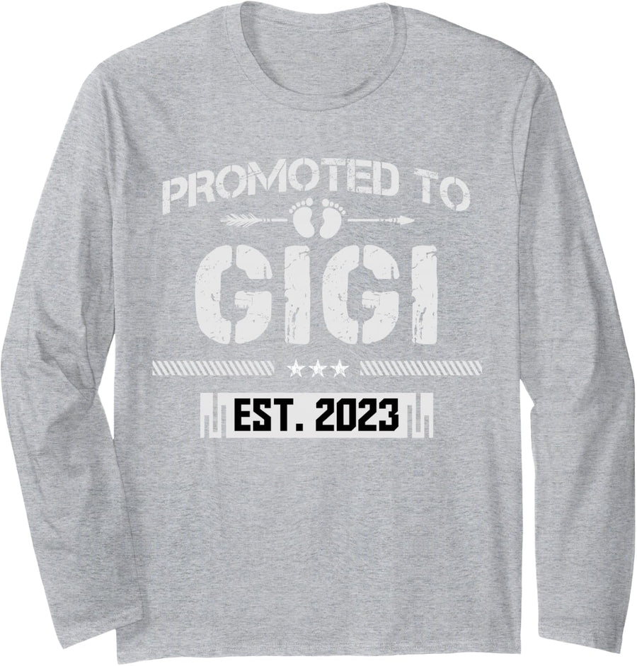 Promoted to Gigi Est.2023 First Time Soon to Be Est.2023 Long Sleeve T-Shirt - Adult Unisex Heather Grey