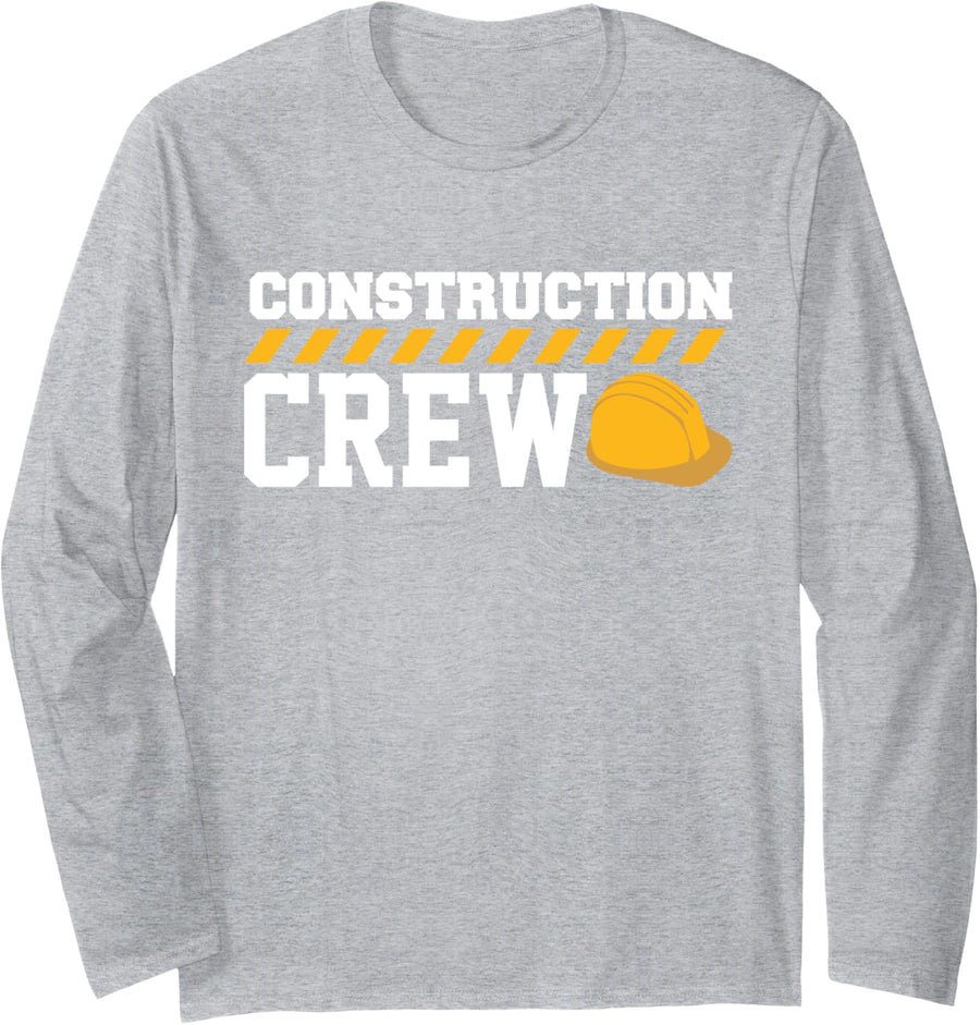 Construction Crew Construction Worker Long Sleeve T-Shirt - Adult Unisex Heather Grey