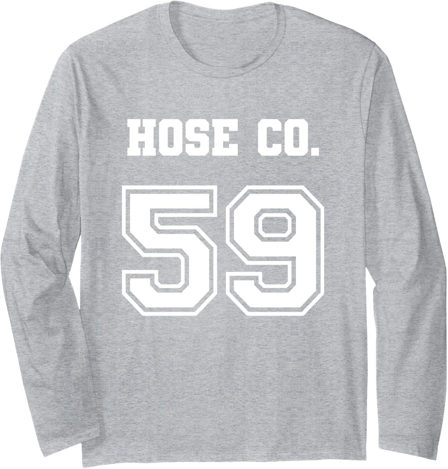 Jersey Style Hose Co 59 Company Fire Firefighter Volunteer Long Sleeve T-Shirt - Adult Unisex Heather Grey