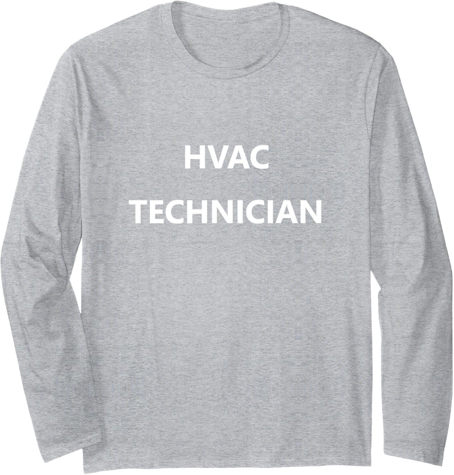 HVAC Technician Staff Worker Uniform Maintenance Heating Air Long Sleeve T-Shirt - Adult Unisex Heather Grey