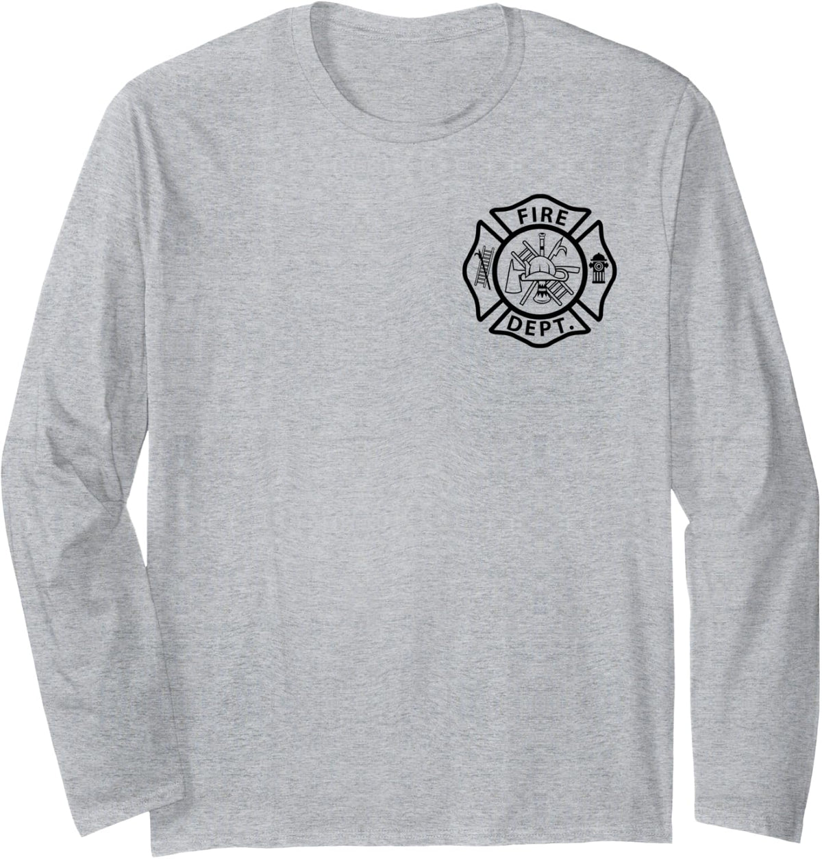 Fire Department Rescue Firefighter Uniform Team Long Sleeve T-Shirt - Adult Unisex Heather Grey