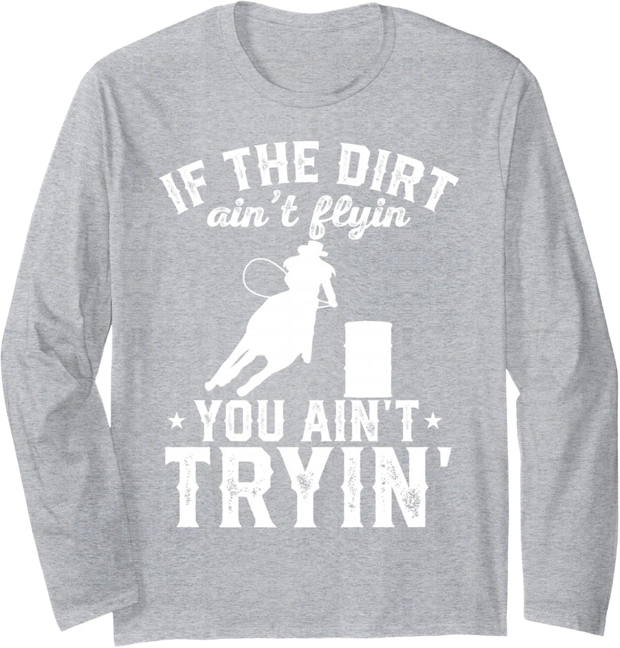 Barrel Racing Rodeo Long Sleeve T-Shirt - Adult Unisex Heather Grey