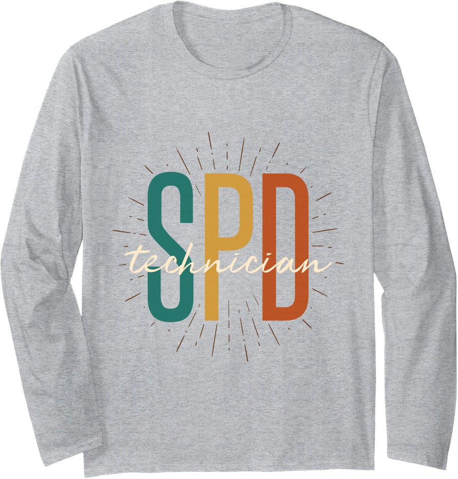 Sterile Processing Technician SPD Tech Clothing Long Sleeve T-Shirt - Adult Unisex Heather Grey