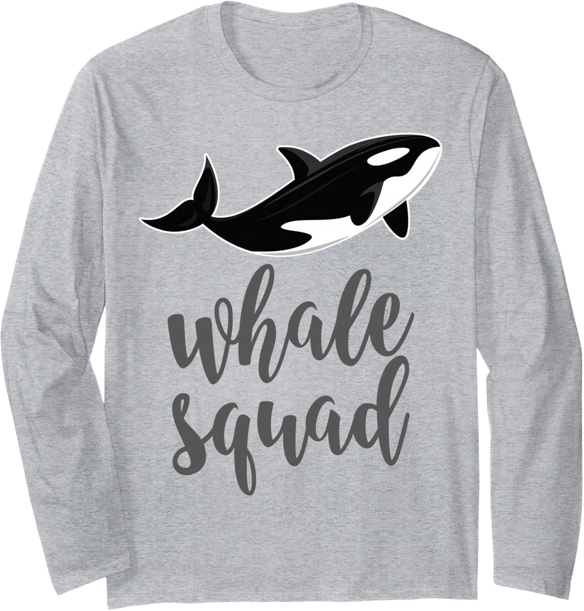 Orca Killer Whale Squad Shirt Gift for Baby Shower & Party Long Sleeve T-Shirt - Adult Unisex Heather Grey