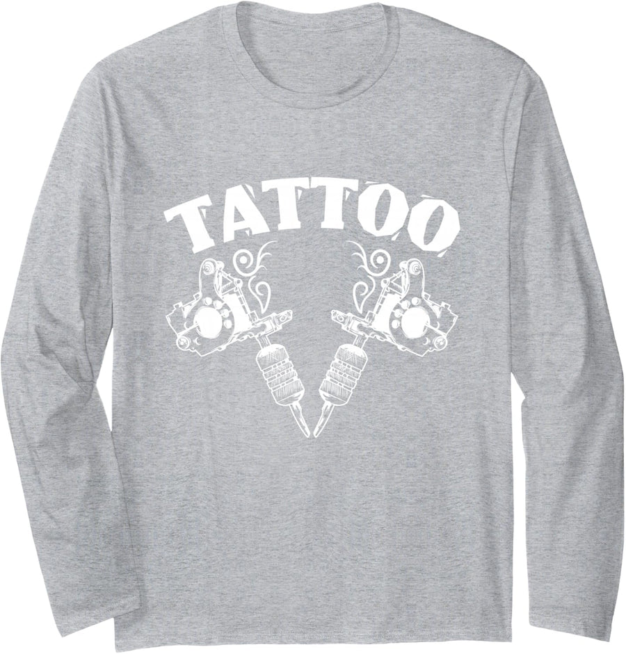 Tattoo Machines Tattoo Long Sleeve T-Shirt - Adult Unisex Heather Grey
