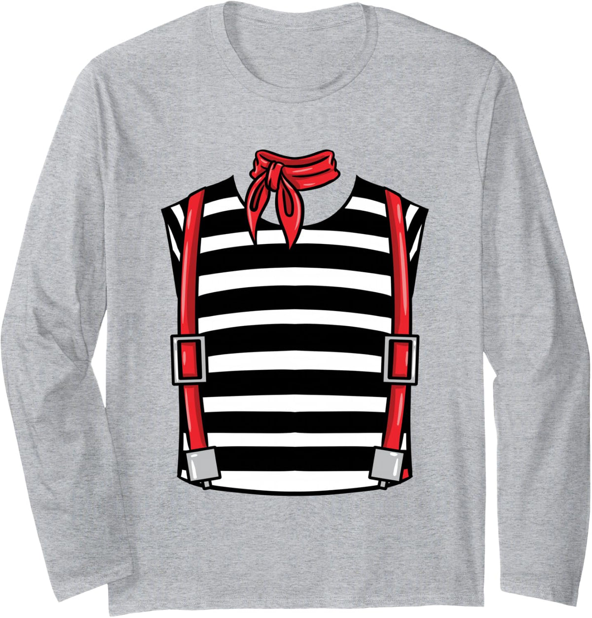 French Mime Costume Halloween Long Sleeve T-Shirt - Adult Unisex Heather Grey